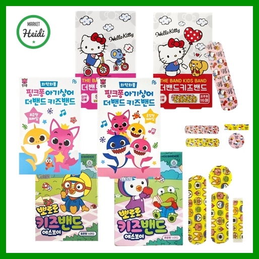 [PINKFONG☆Korea]   พลาสเตอร์ผ้าพันแผล ลายฉลาม 16p สําหรับเด็ก / Pinkfong Kids band / Kitty Kids band / Pororo Kids band
