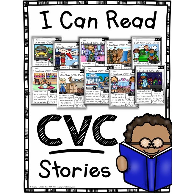 SG - ฉันสามารถอ่าน CVC Stories Reading Passage พร้อมคําถามที่เกี่ยวข้อง CVC Words Sight Words
