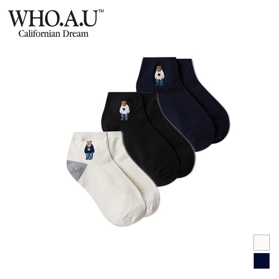 [WHO.A.U] [3 แพ็ก] ถุงเท้าข้อสั้น | Whayd4971a
