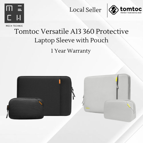 Tomtoc A13 Laptop Sleeve Case with Accessory Pouch 13"/14"/16" - สีดํา/เทา