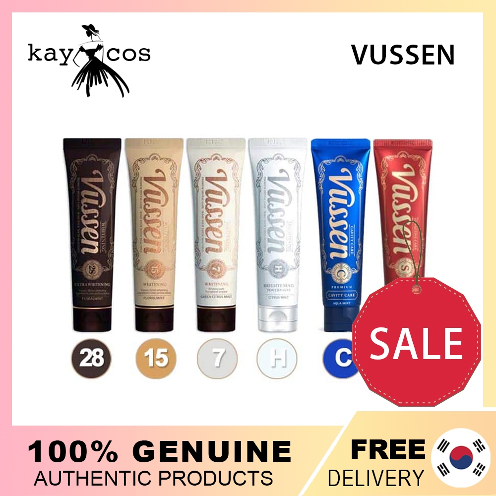 Vussen ยาสีฟันไวท์เทนนิ่ง 6 ตัวเลือก (28/15/7/H/C/S) 80 กรัม