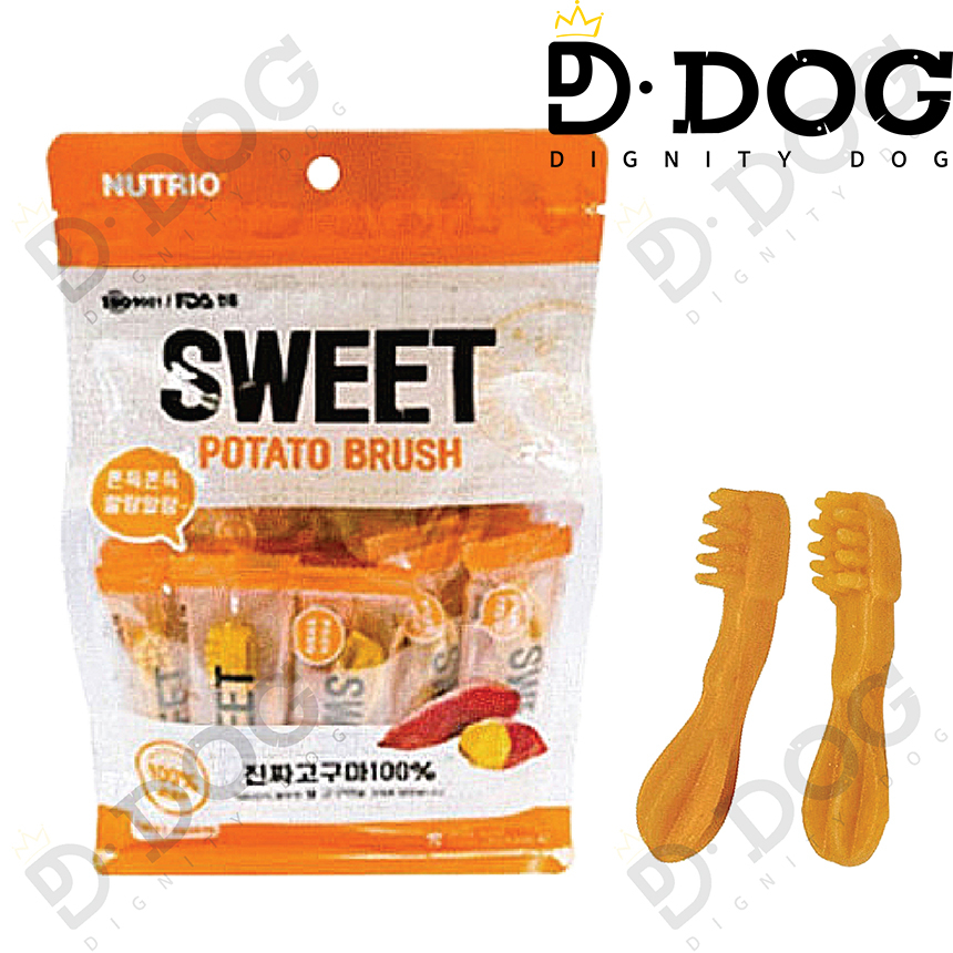 【 NUTRIO 】 20P Dog Dental Treat แปรงมันฝรั่งหวานสำหรับสัตว์เลี้ยงที่มีคราบจุลินทรีย์และเคี้ยวกำจัดหินปูน