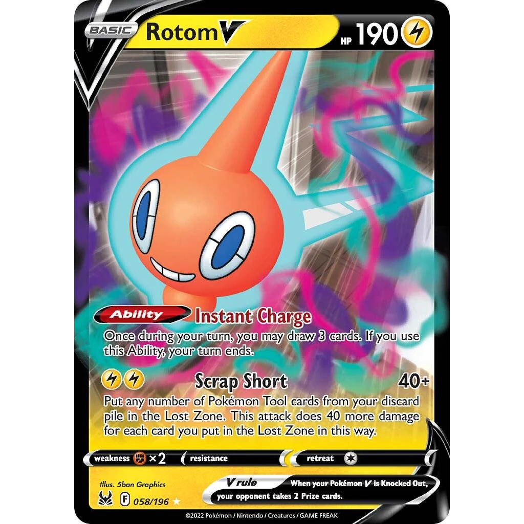English Pokemon Rotom V - 058/196 - Ultra Sword & Shield: Lost Origin