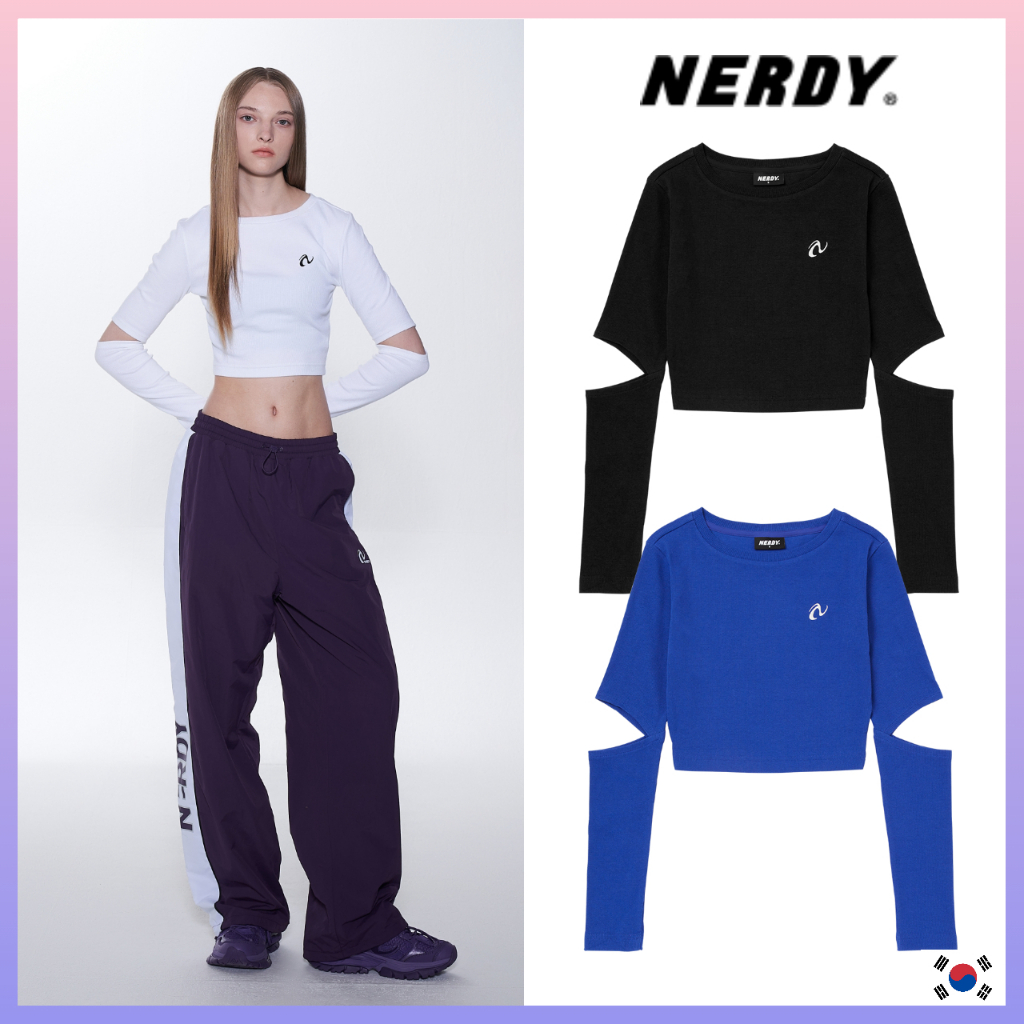 [NERDY] เสื้อยืดครอป แขนยาว สําหรับผู้หญิง (ใหม่ 2023)