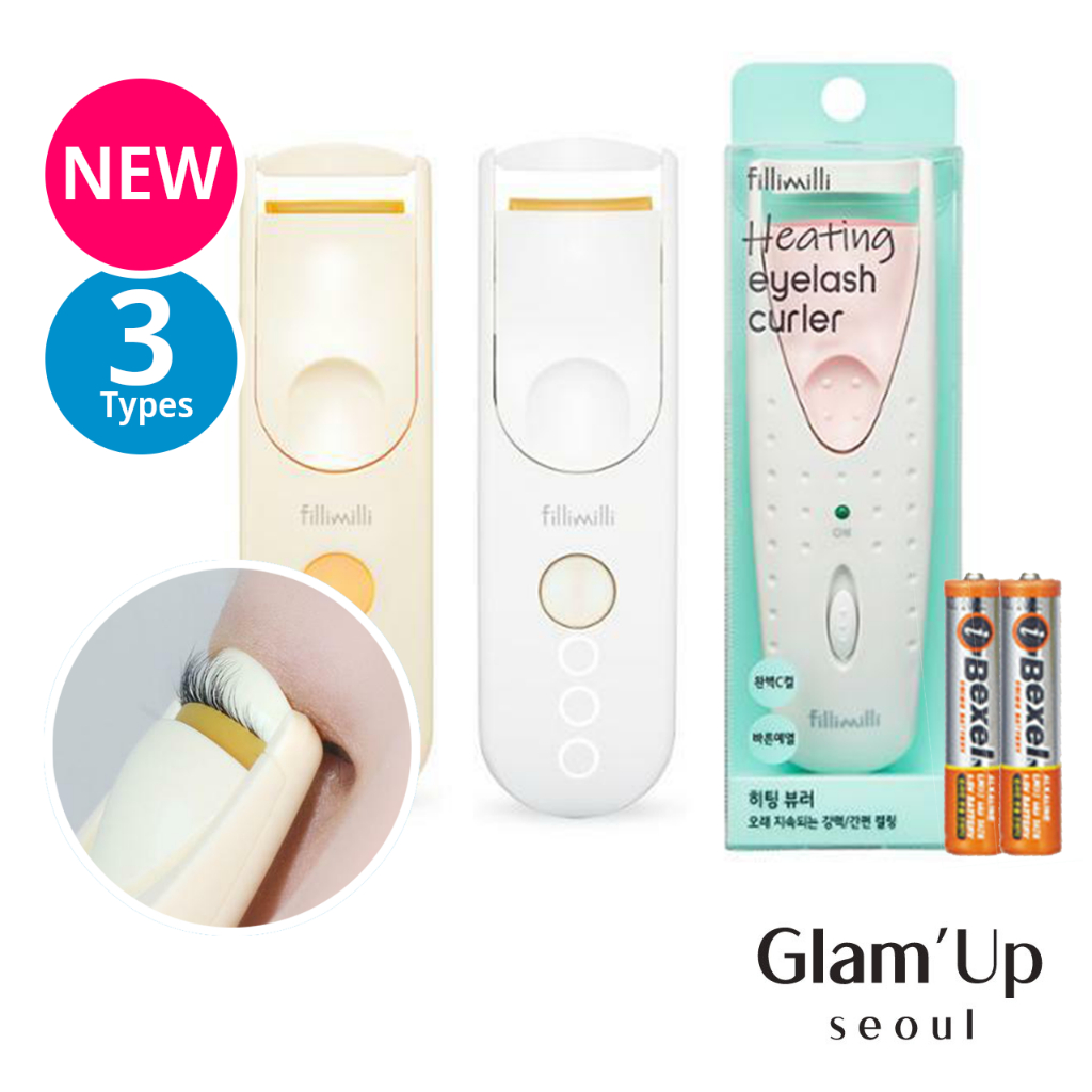 [fillimilli] (ใหม่ / 2 แบบ) ที่ดัดขนตา แบบทําความร้อน (รวมแบตเตอรี่ 2 ก้อน / ชาร์จ USB) filimilli fillimili olive young