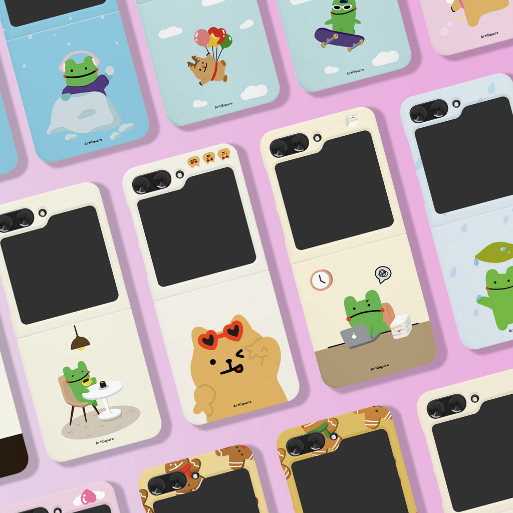 🇰🇷 ArtiSquare Z Flip 6 / 5 Hard Phone Case 2 เกาหลีที่ไม่ซ้ํากันออกแบบคู่น่ารักสําหรับ Samsung Galax