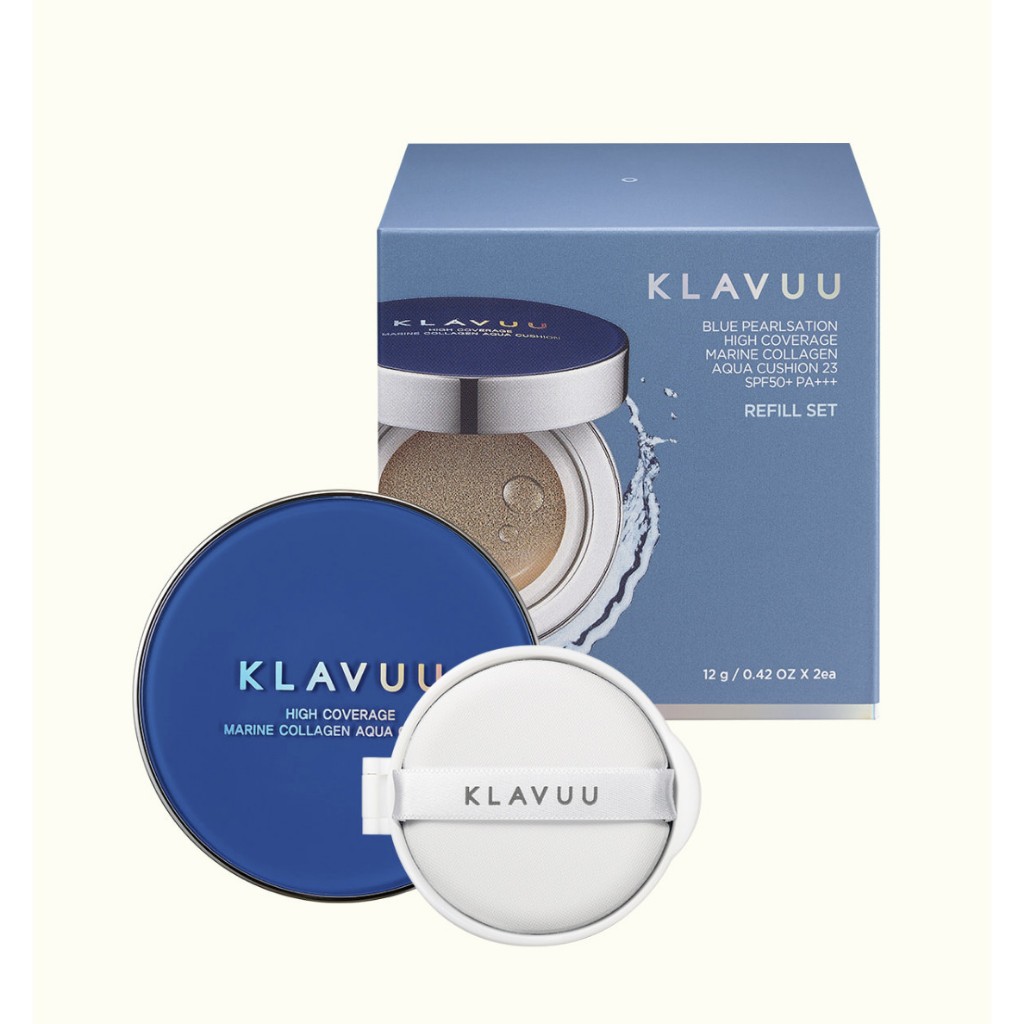 Klavuu BLUE PEARLSATION เซตรีฟิล คอลลาเจน ไฮโคฟเวอร์เรนจ์ SPF50+ PA+++ 12 กรัม X2