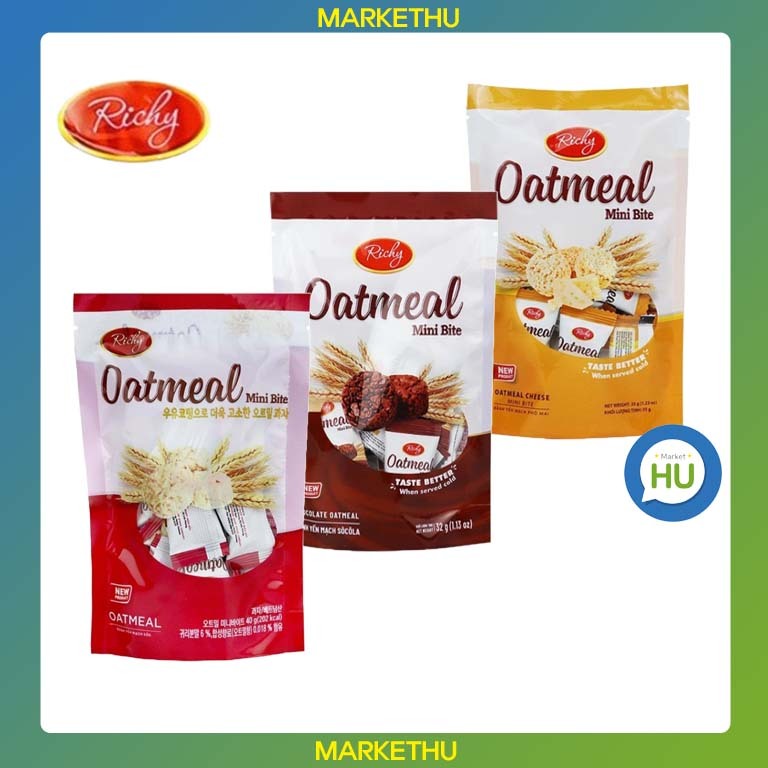 [Richy] Oatmeal ขนมขบเคี้ยว ชีส 40 กรัม (16p) 35 กรัม (14p) Choco 32 กรัม (12p)