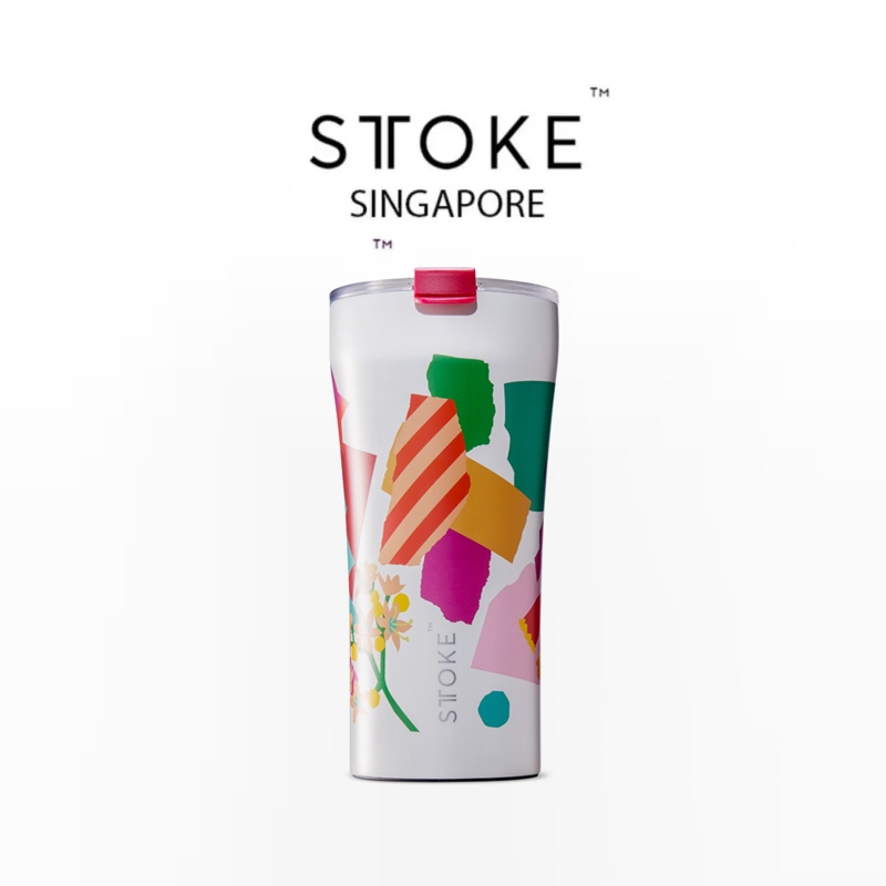 Sttoke [Leah Summer Blooms] LEAKPROOF 16/12 Oz Cup ถ้วยกาแฟเซรามิกกันกระแทกแบบใช้ซ้ําได้