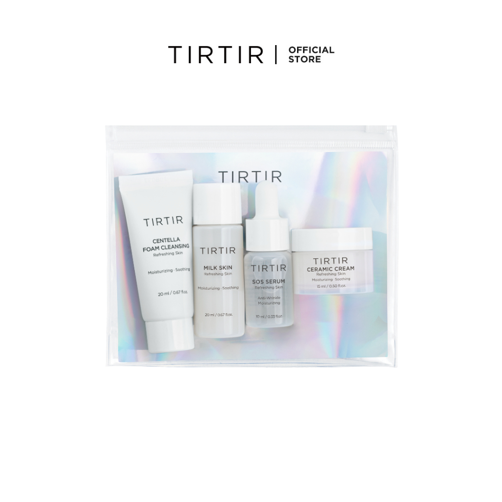 [TIRTIR] Glow Line Trial Kit (Milk Skin Toner 20ml, SOS Serum 10ml, Cleansing Foam 20ml, Ceramic Cream 15ml)