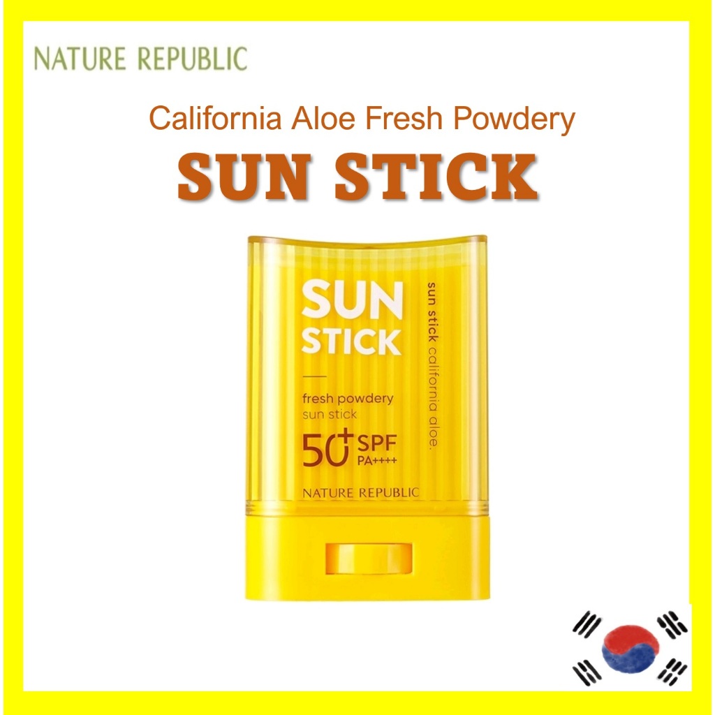 NATURE REPUBLIC [สาธารณรัฐธรรมชาติ] California Aloe Fresh Powdery Sun Stick SPF50+ PA++++ 24g / ครีม