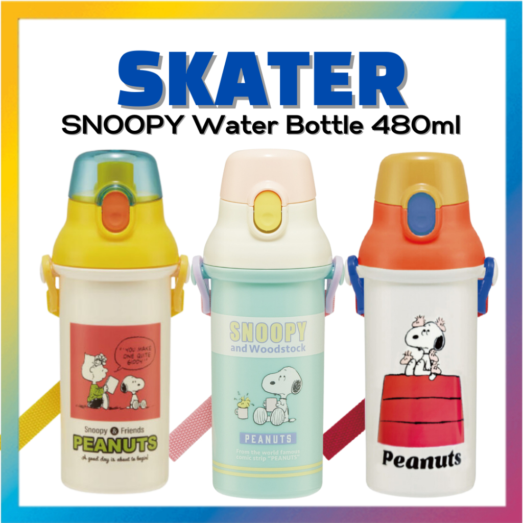 [SKATER] Snoopy One-Touch ขวดน้ํา สายคล้องไหล่ 480 มล. ต้านเชื้อแบคทีเรีย + ผลิตในญี่ปุ่น PSB5SANAG