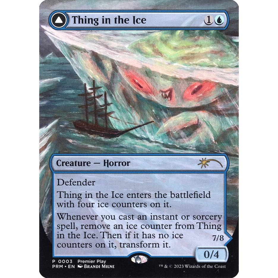 PR23_003 Thing in the Ice Extended Art EA Premier Play MTG Magic: การชุมนุมภาค 2023 Qualifiers