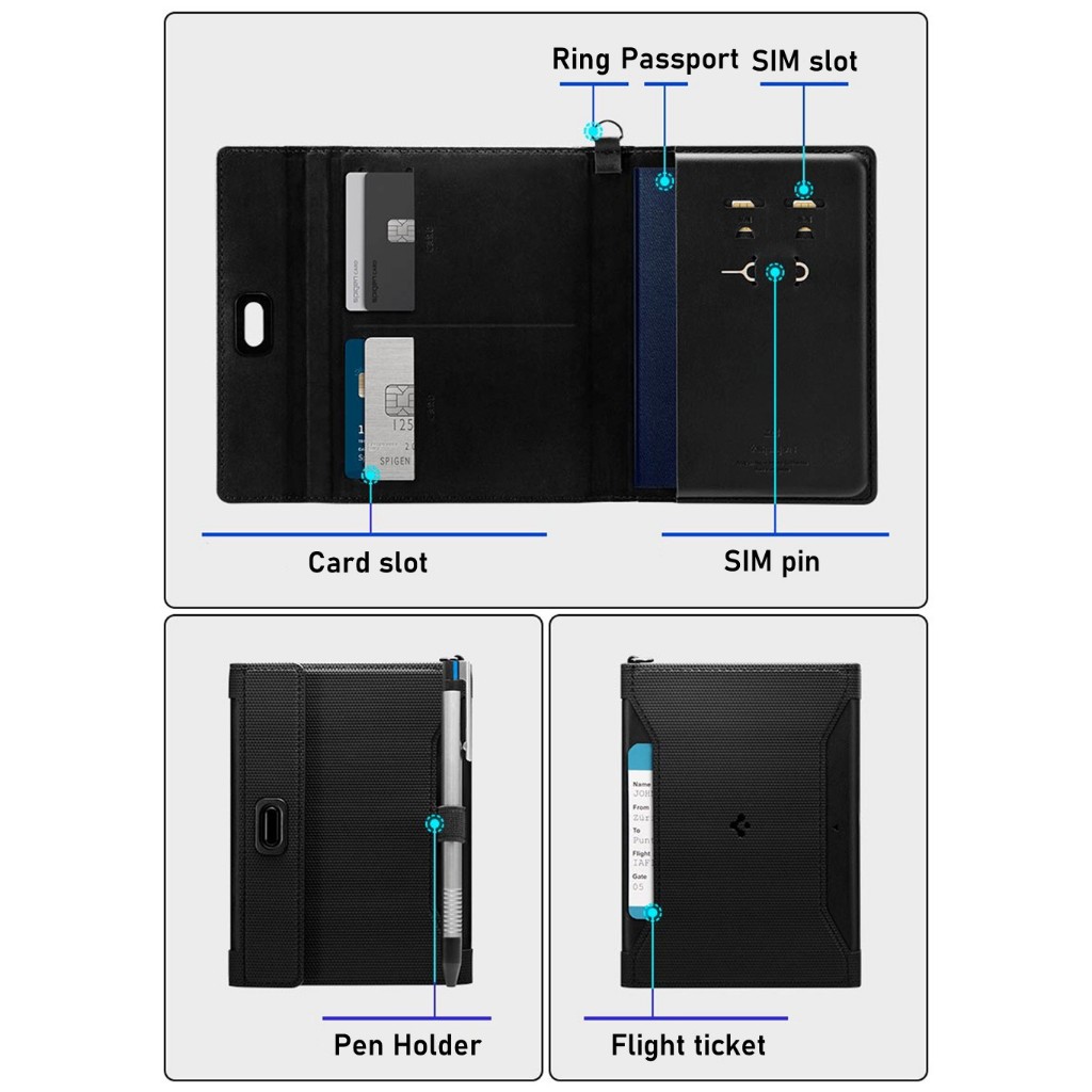[Spigen] กระเป๋าสตางค์หนังสือเดินทางพร้อมเทคโนโลยี RFID Blocking