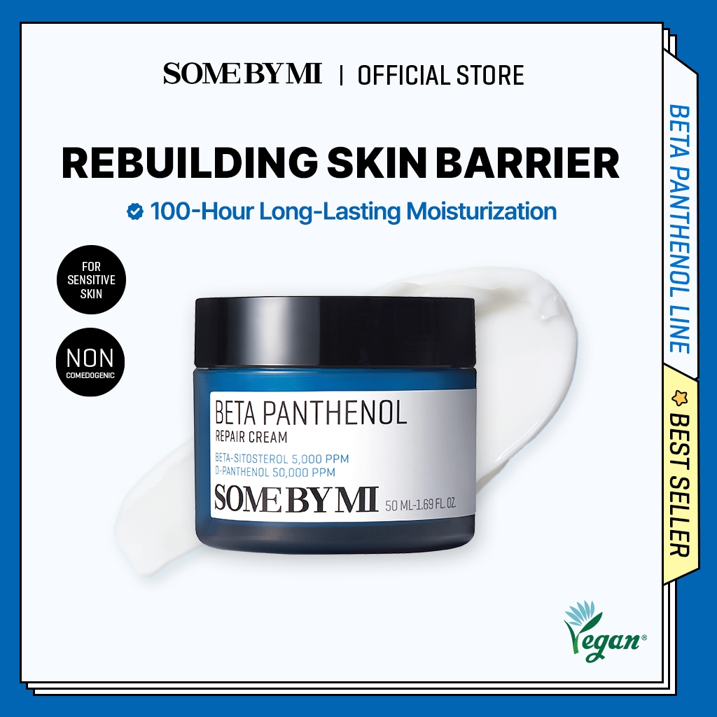 SOME BY MI Beta Panthenol Repair Cream [50ml], สำหรับผิวแพ้ง่าย, ครีมบำรุงเสริมเกราะป้องกันและให้ความชุ่มชื้น