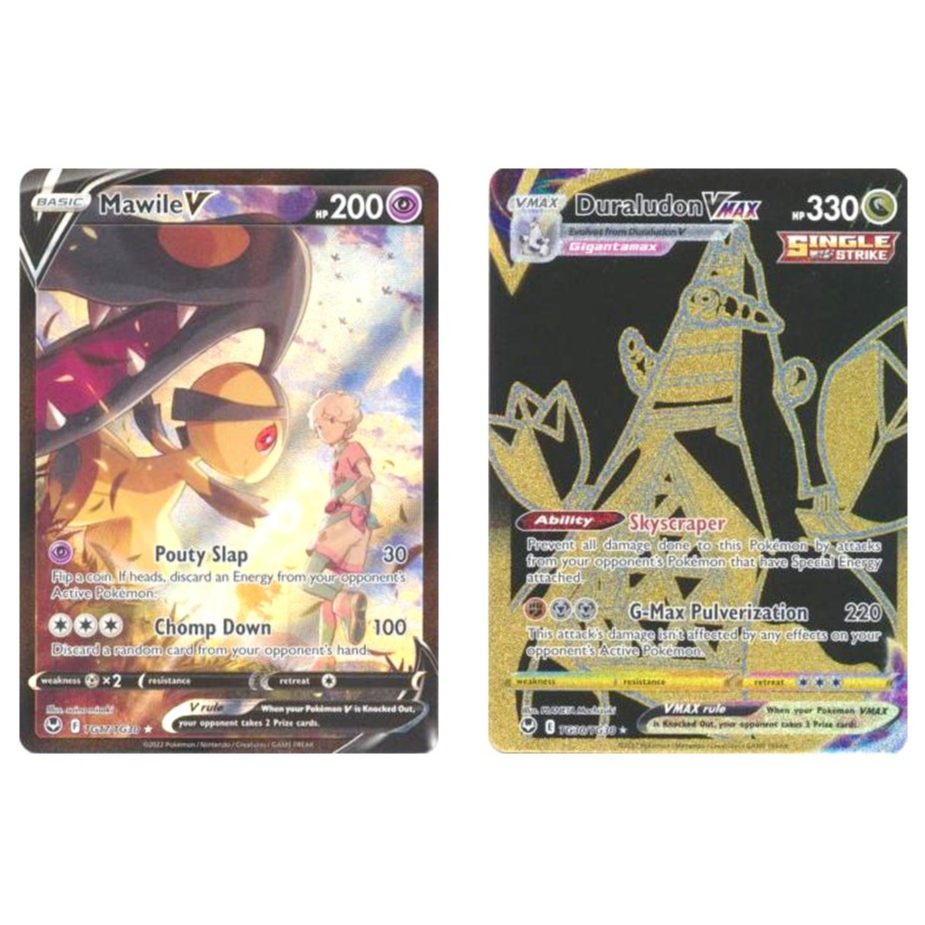 การ์ดโปเกมอนภาษาอังกฤษ Mawile V TG17/TG30 UR /Duraludon VMAX TG30/TG30 Gold Secret Sword & Shield: Silver Tempest