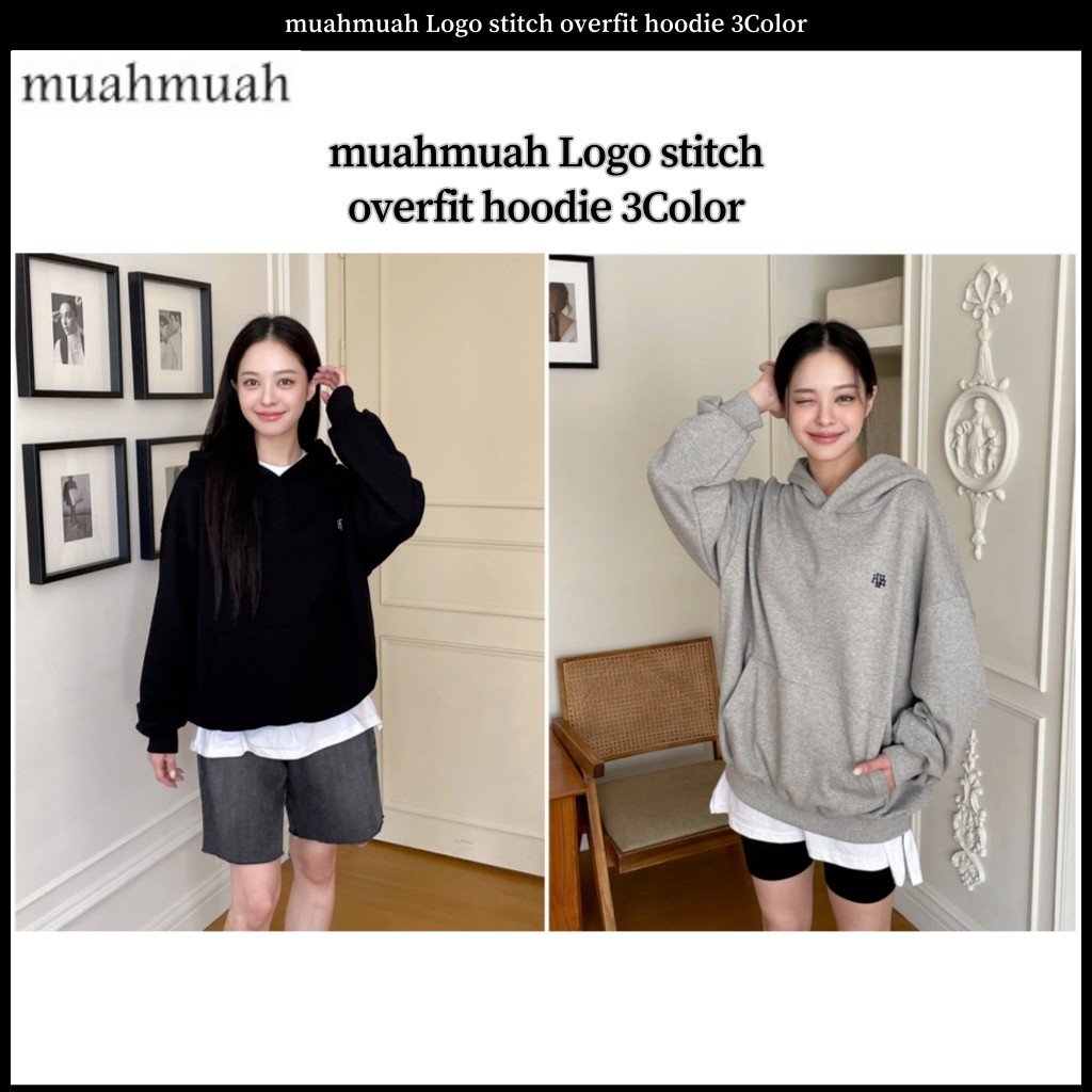 Muahmuah เสื้อกันหนาวมีฮู้ด ลายโลโก้ stitch 3 สี