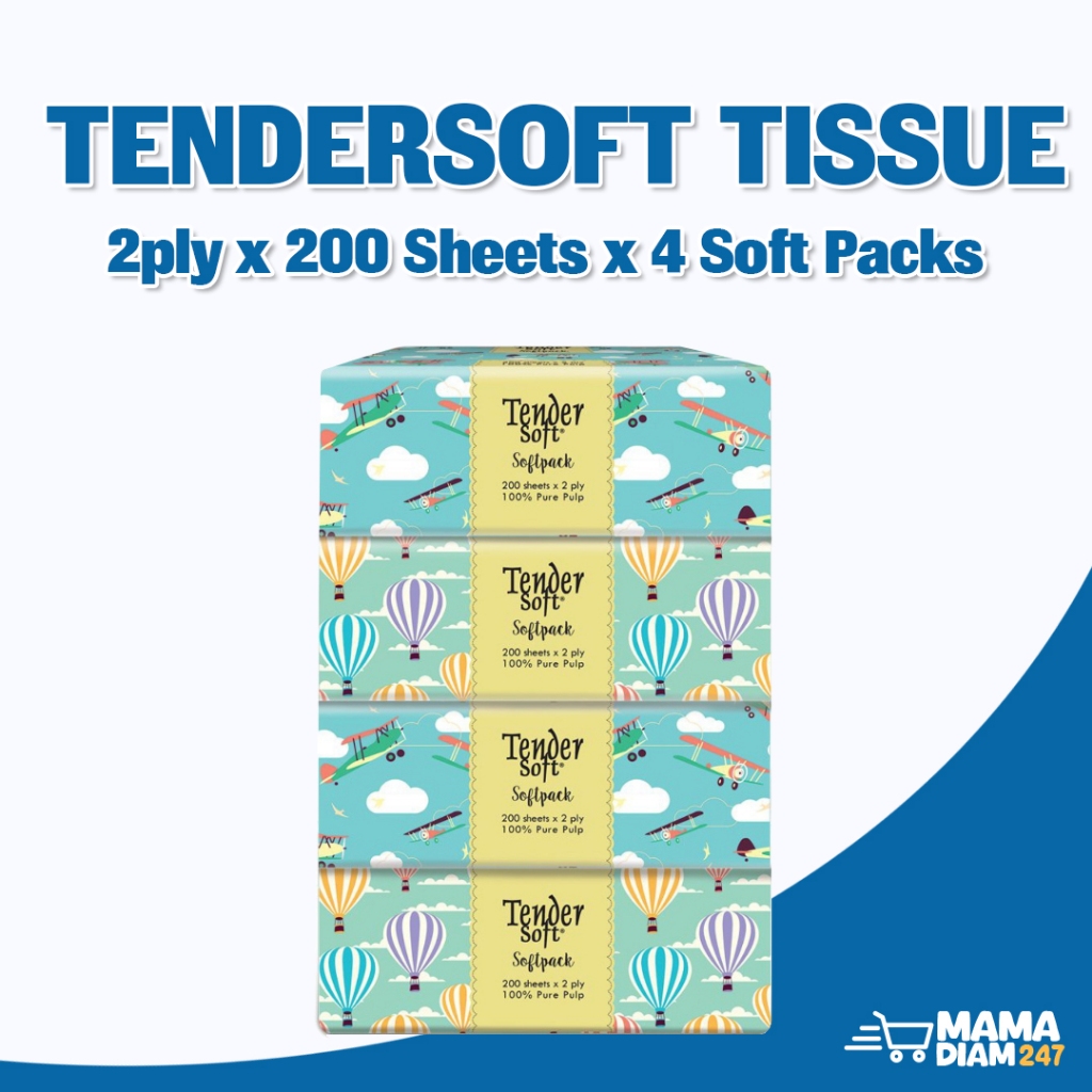 ทิชชู่ Tender Soft 2ply Soft Pack 200s แพ็ค 4 ชิ้น