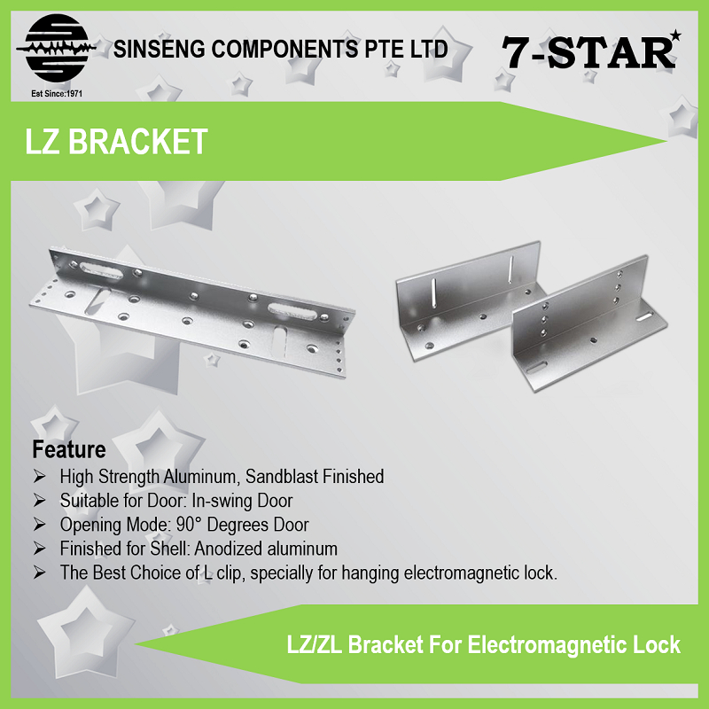 7-STAR* ประตู Access LZ/ZL Bracket สําหรับแม่เหล็กไฟฟ้า 600lbs EM Lock