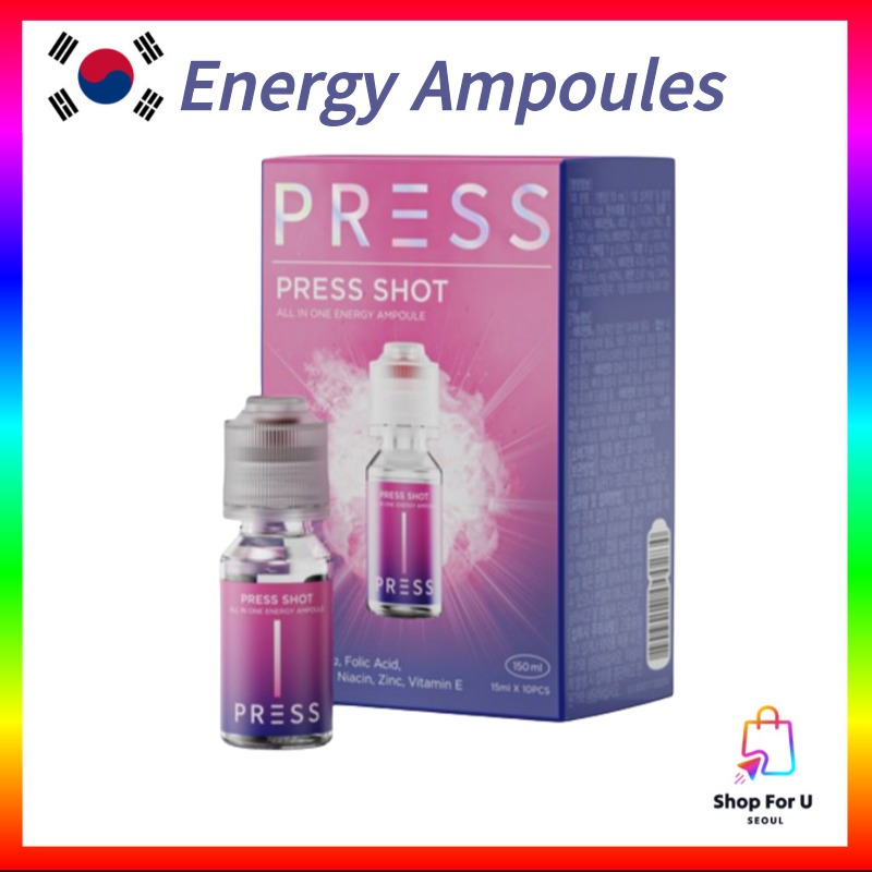 [KOREA] (พร้อมสต็อก) Press Shot All-in-One Total Nutrition Ampoule 10p 150ml Vitamin B,D,E Zinc, Folic Acid, Niacin Physical Energy Support