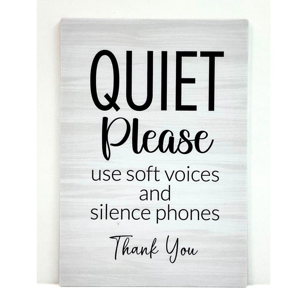 QUIET PLEASE ใช้เสียงอ่อนและ SILENCE PHONES SIGN/SIGNAGE 148 มม. x 210 มม. เข้าสู่ระบบ SILENCE และป้