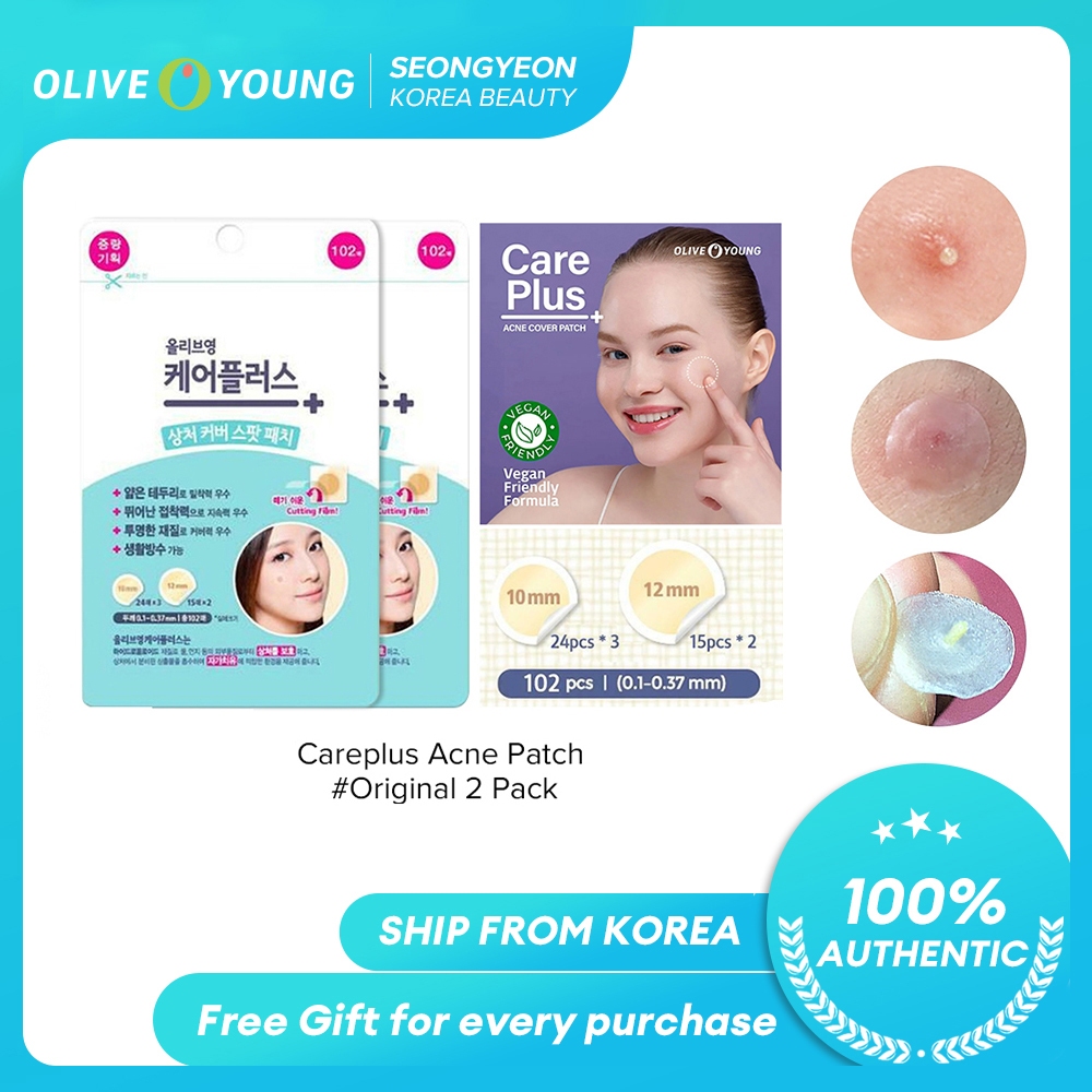 Olive Young Careplus แผ่นแปะสิว (102 ชิ้น) แผ่นแปะสิว ทําความสะอาดผิวหน้า และผิวกาย