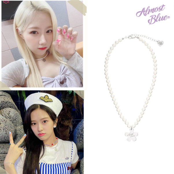 Korea [ ALMOSTBLUE ] โช้คเกอร์ไข่มุก ลายดอกไม้ยิ้ม ของแท้ 100%
