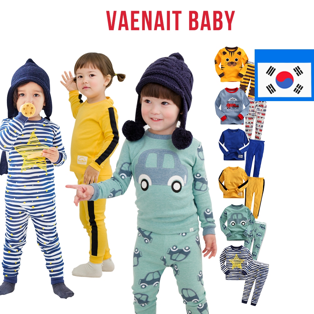 [KOREA Vaenait BABY] ชุดนอนผ้าฝ้าย 100% ลายรถไฟ รถบรรทุก ไดโน่ กังฟู 12M-12Y สําหรับเด็กผู้ชาย และเด็กผู้หญิง
