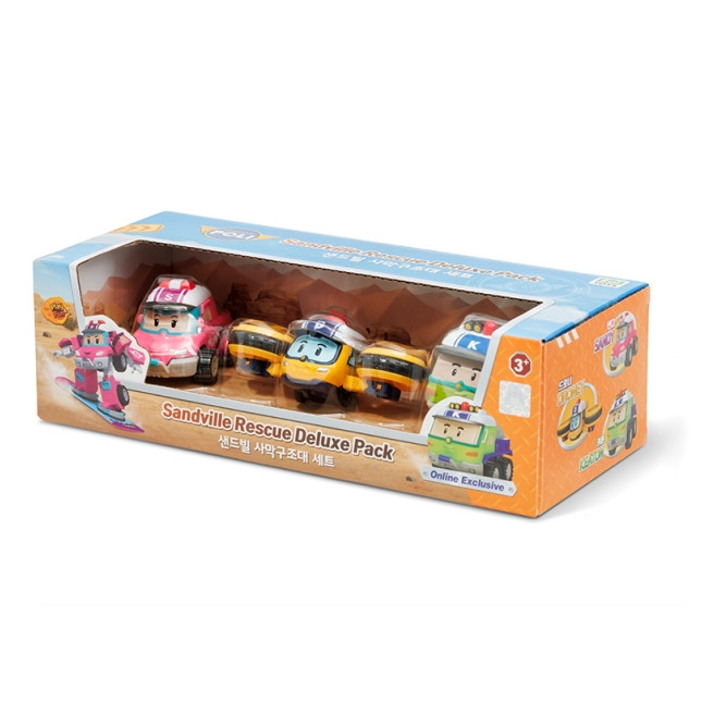 ROBOCAR POLI Die-Cast Sandyville Rescue Deluxe Pack / Sandy / Droney / Keaton
