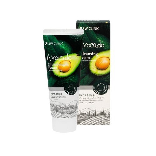 3w clinic avocado cleansing ทำความสะอาด foam 100ml