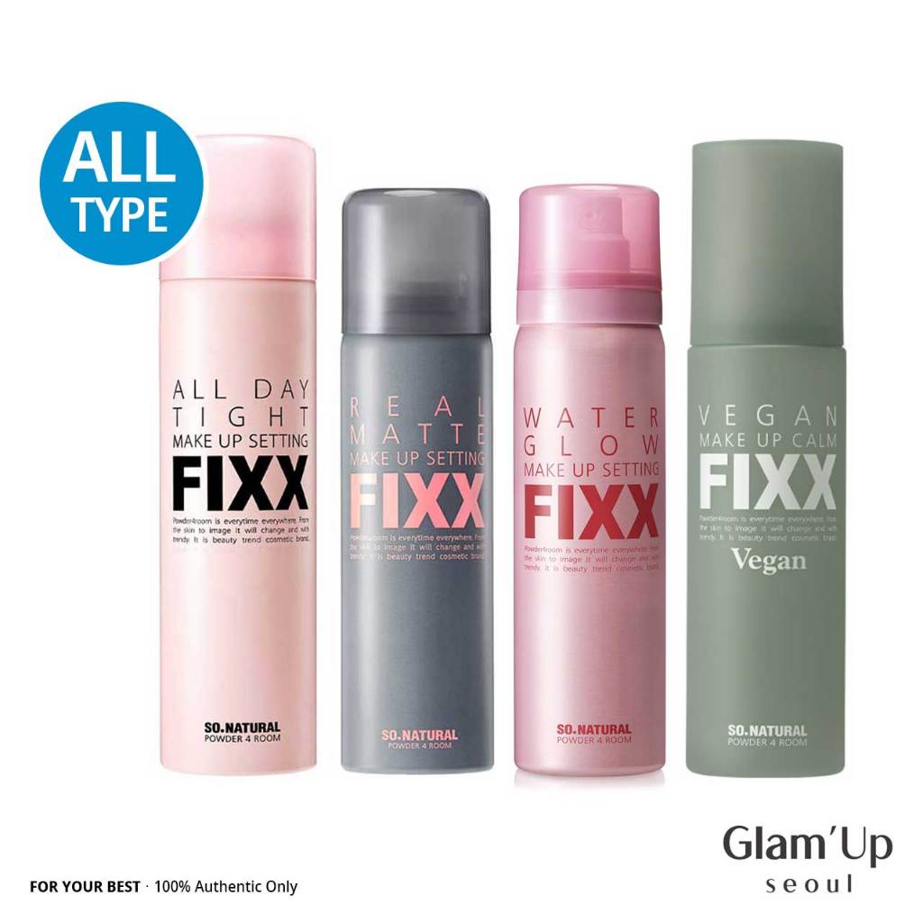 [So Natural] (Matte / Water Glow / Vegan Calm) Make Up Setting Fixx Spray Fixer 75ml, 100ml Ovlie Yo
