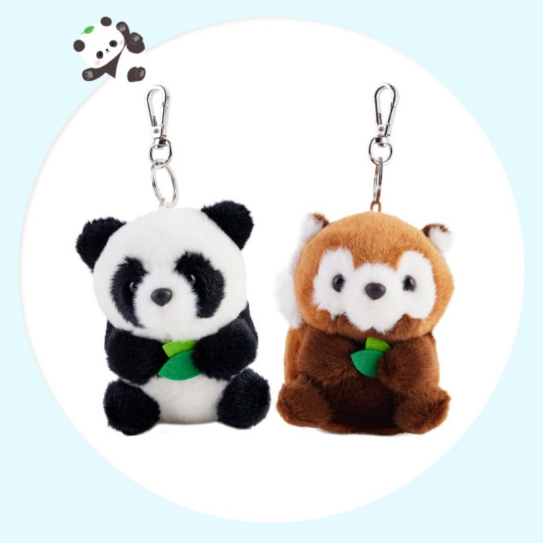 [EVERLAND] Korea Official Merch Panda Fubao and Red Panda Lessy Plush Doll Keychain/Bag Accessories_