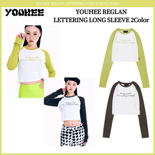 Youhee REGLAN เสื้อแขนยาว พิมพ์ลายตัวอักษร 2 สี