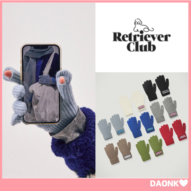 Kr[ RETRIEVER CLUB ] ถุงมือโลโก้ POINT - 8 สี เกาหลี ของแท้ 100%