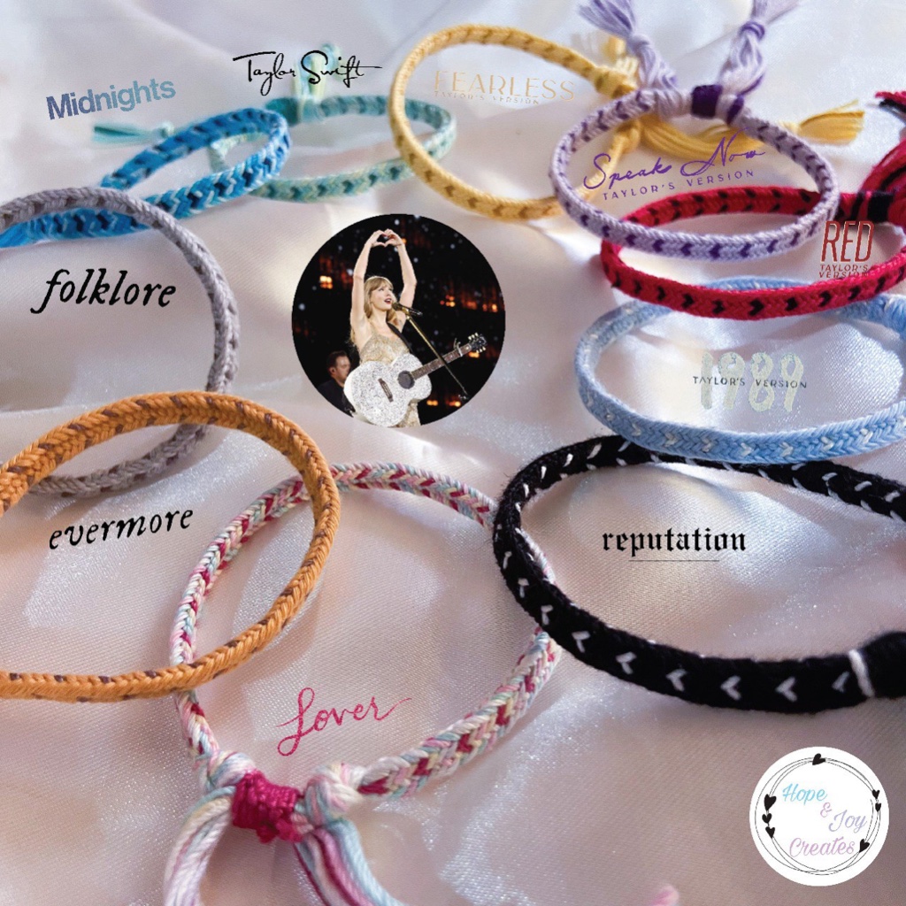 [Hope & Joy Creates] Taylor Swift Bracelets - Hearts - สร้อยข้อมือมิตรภาพแบบปรับได้ทํามือ