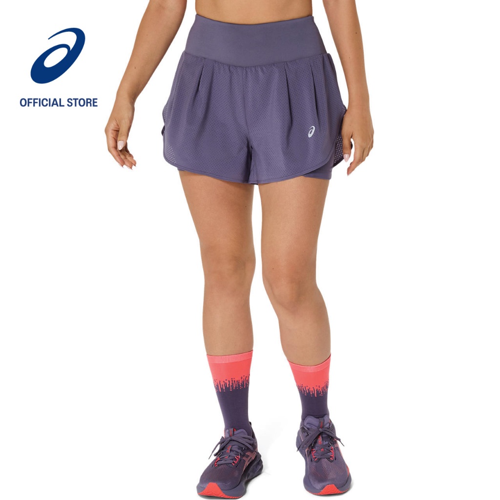 ASICS Women ROAD 2-N-1 3.5IN SHORT สีม่วงอมเทา