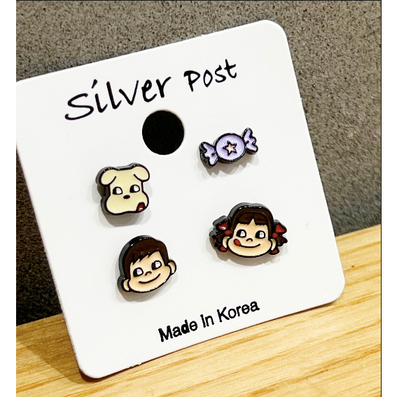 Peko-chan ต่างหู จี้รูปตัวอักษร Peko chan สไตล์ญี่ปุ่น 4 ชิ้น