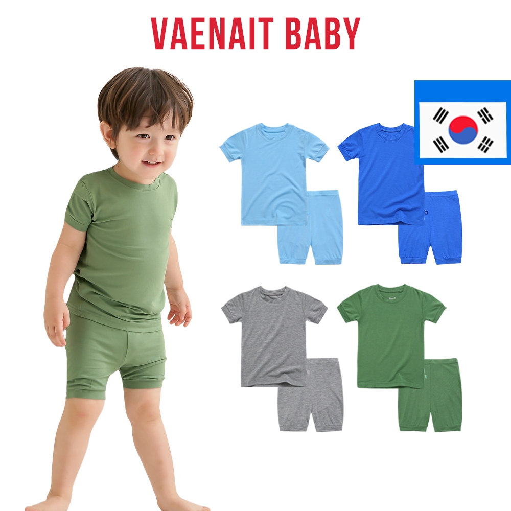 เกาหลี Vaenait เด ็ ก 6M-12Y เด ็ กวัยหัดเดินเด ็ กหญิงเด ็ กชายสั ้ นนุ ่ ม Cool ฤดูร ้ อน Viscose Pjs ชุดนอนชุดนอน 2 ชิ ้ นที ่ มีสีสัน Set2