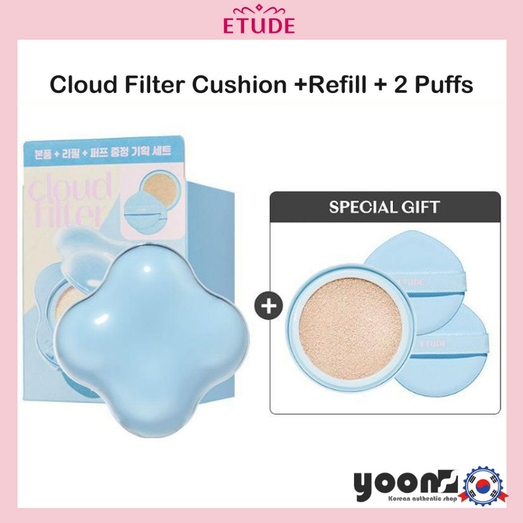 (NEW) [Etude] Cloud Filter Cushion Refill (+ 2 Puffs) 4 Colours_From Korea