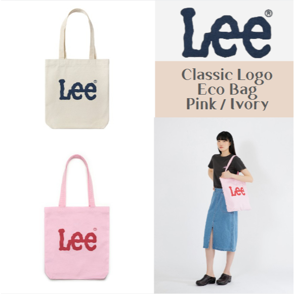 [Lee] Lee Big Classic Logo Eco Bag Ivory/Pink