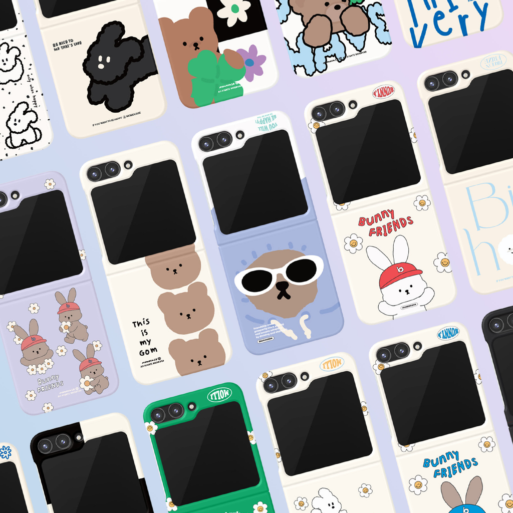 【momocase Z Flip 5 เคสโทรศัพท์แบบแข็ง 2】การออกแบบคู่รักน่ารัก ไม่ซ้ําใคร สไตล์เกาหลี สําหรับ Samsung Galaxy Z Flip 5