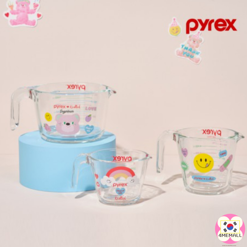 [ Pyrex × Knotted ] by Corelle Brands ถ้วยตวงบีกเกอร์ 250 มล. 500 มล. 1 ลิตร 3P สําหรับเตาอบ