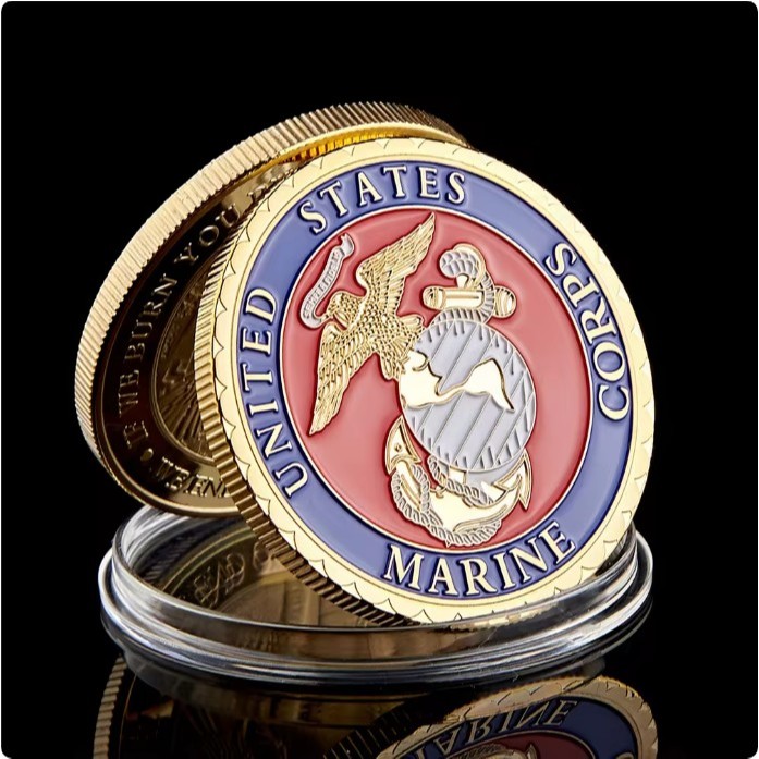 Usa Washington DC Marine Corps Gold Commemorative Vietnam Memorial Challenge Token Coin