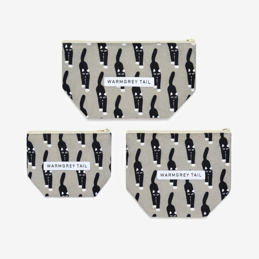 [WARMGREY Tail] CAT COMING STANDING POUCH - สีเทา (3 ขนาด)