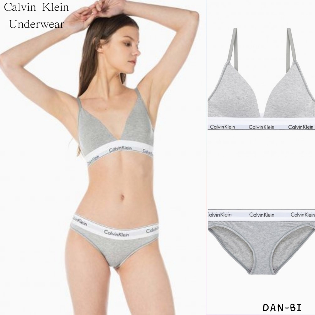 [Calvin Klein Lingerie] Mordern cotton triangle Bra + bikini pantie set / ของแท้ 100%