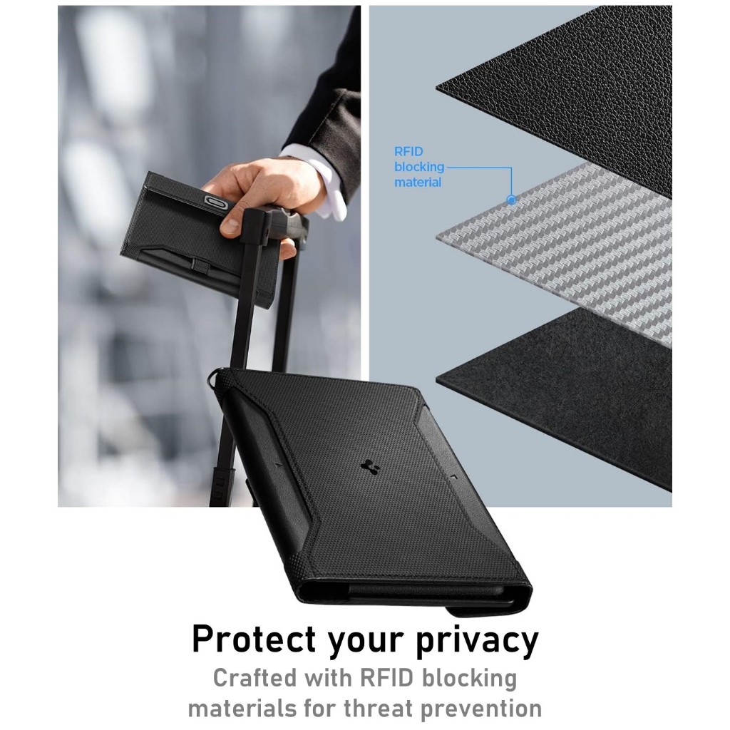 [Spigen] กระเป๋าสตางค์หนังสือเดินทางพร้อมเทคโนโลยี RFID Blocking