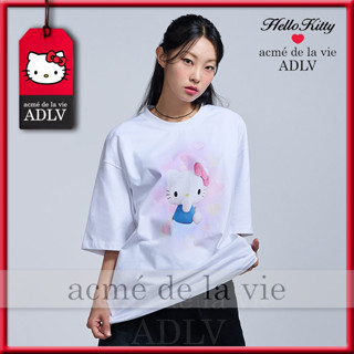 ✿ Acme de la vie X HelloKitty ✿ Adlv ของแท้ เสื้อยืดคอกลม แขนสั้น พิมพ์ลาย ARTWORK 3D สไตล์เกาหลี โอเวอร์ไซซ์ สําหรับผู้หญิง และผู้ชาย