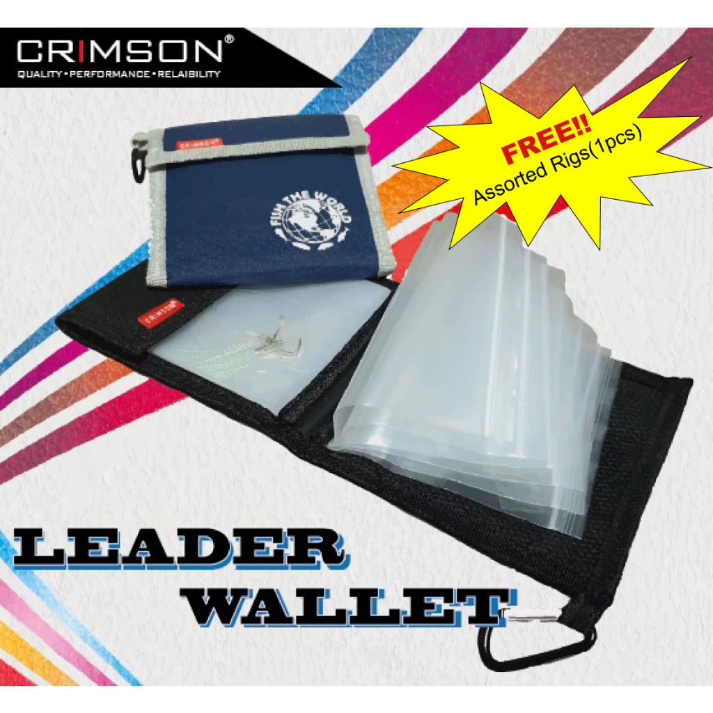 CRIMSON FISHING LEADER WALLET 12X POCKETS, สําหรับ RIGS และ TERMINALS Jigging, Casting, Shore, Botto