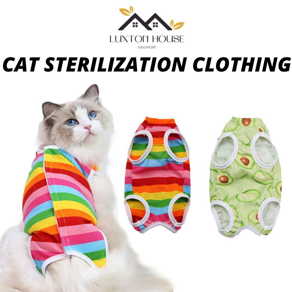 {SG} เสื้อผ้าทําหมันแมวหลังการผ่าตัดสวมใส่ชุดนอนฆ่าเชื้อ Anti-Lick Breathable Home Indoor Pet Clothi