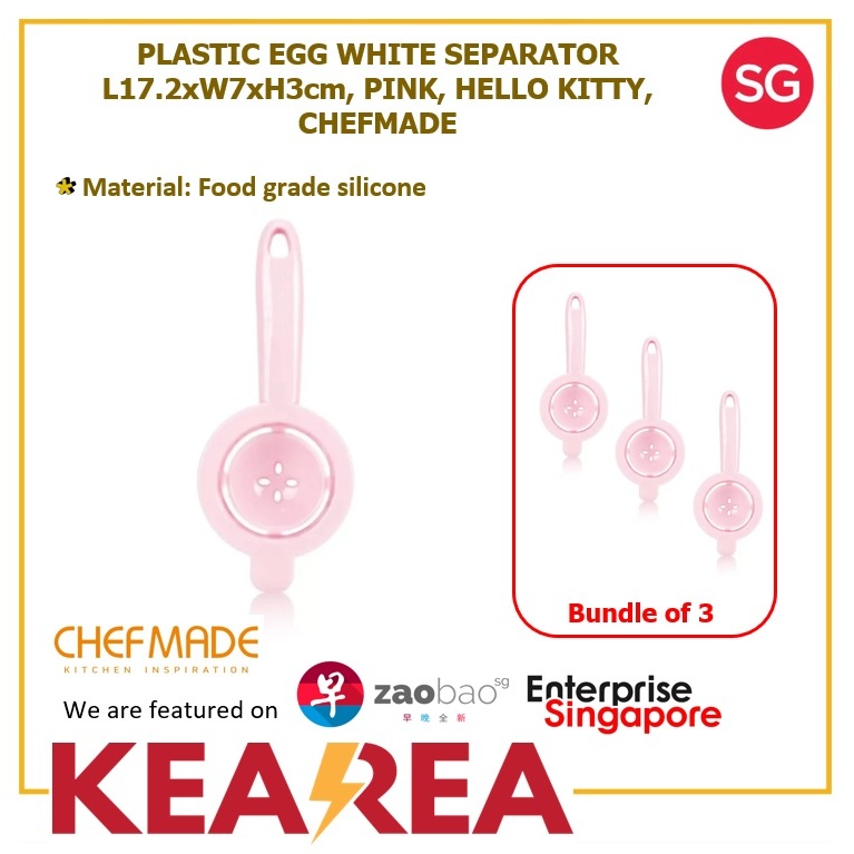 (Bundle Of 3) Chefmade Hello Kitty เครื่องแยกไข่ขาวพลาสติก L17.2xw7xh3cm สีชมพู